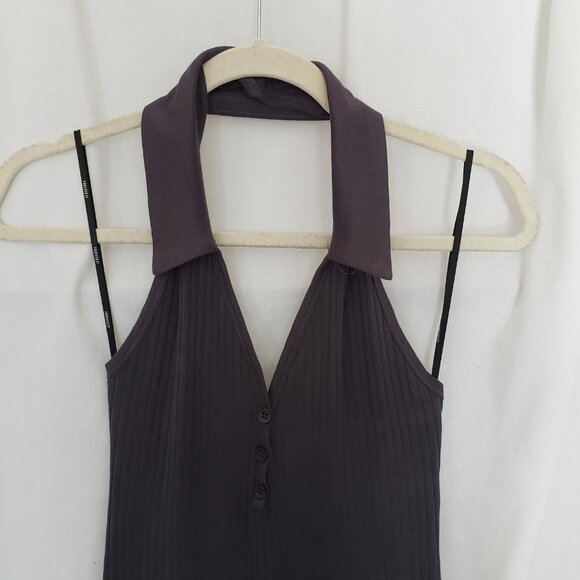 Forever 21 Dark Gray Collard V Neck Sleeveless Backless Fitted Knit Dress Size S - Picture 2 of 10